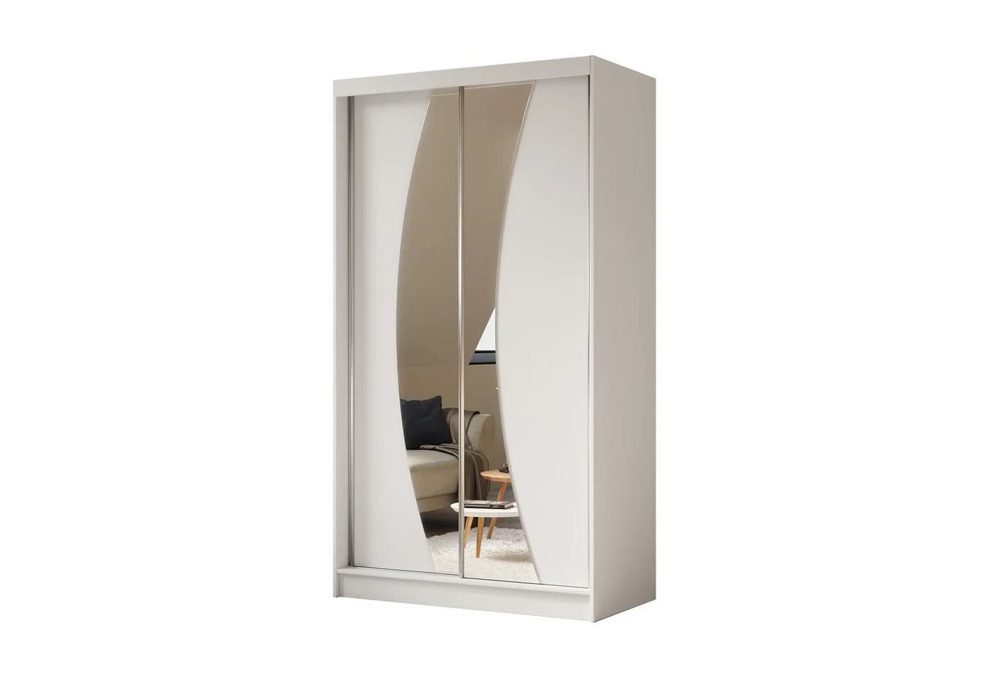 ALTDECOR Schiebetürenschrank VOXI Weiß mit Spiegeltüren und LED