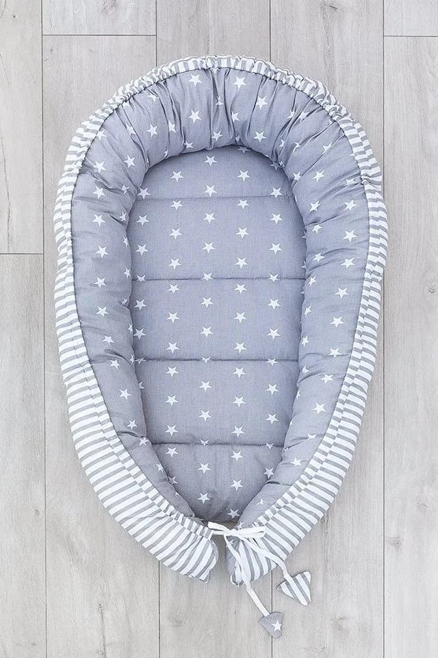 Loolay Bettnestchen Grau 100% Baumwolle Babykokon Reisebett