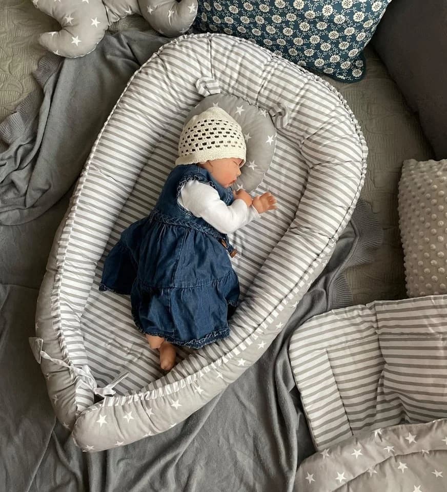 Loolay Bettnestchen Grau 100% Baumwolle Babykokon Reisebett - Bild 2