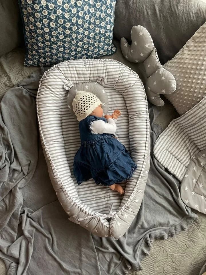 Loolay Bettnestchen Grau 100% Baumwolle Babykokon Reisebett - Bild 4