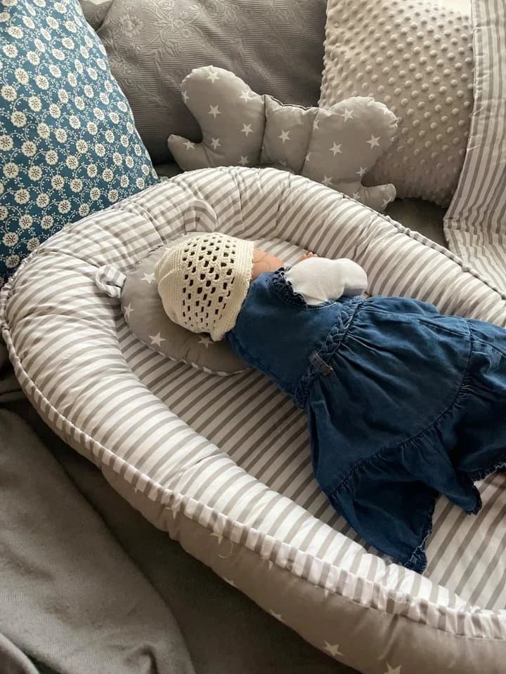 Loolay Bettnestchen Grau 100% Baumwolle Babykokon Reisebett Set - Bild 3