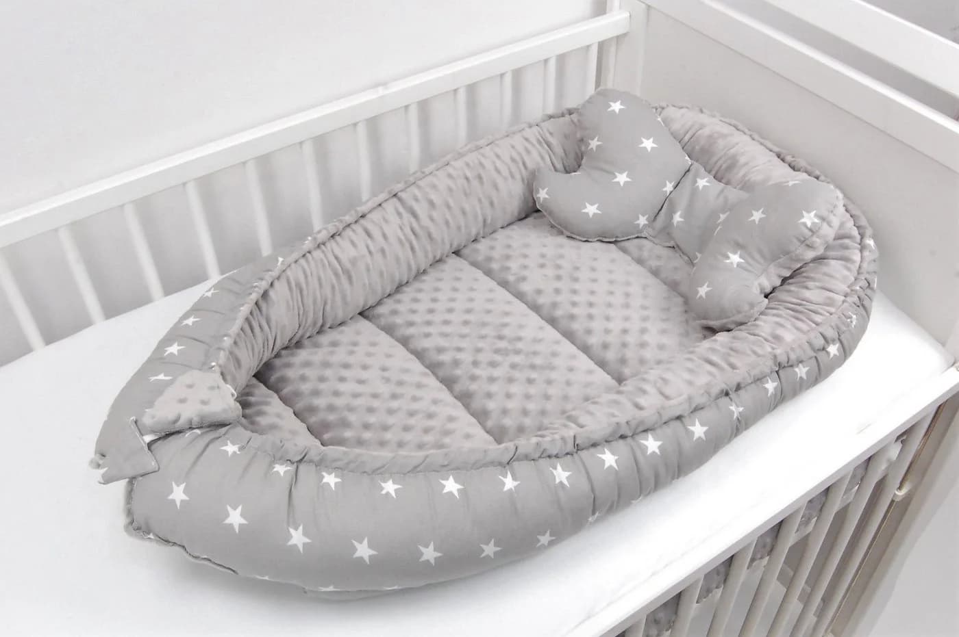 Loolay Bettnestchen Minky/Baumwolle Grau mit Matratze & Decke Set - Bild 4