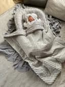 Loolay Bettnestchen Minky Grau Sterne 3-tlg. Premium Babygeschenk Bild 1
