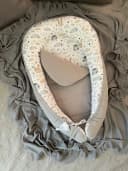 Loolay Bettnestchen BIO Baumwolle Beige/Grau Hasenmuster Babykokon Bild 2
