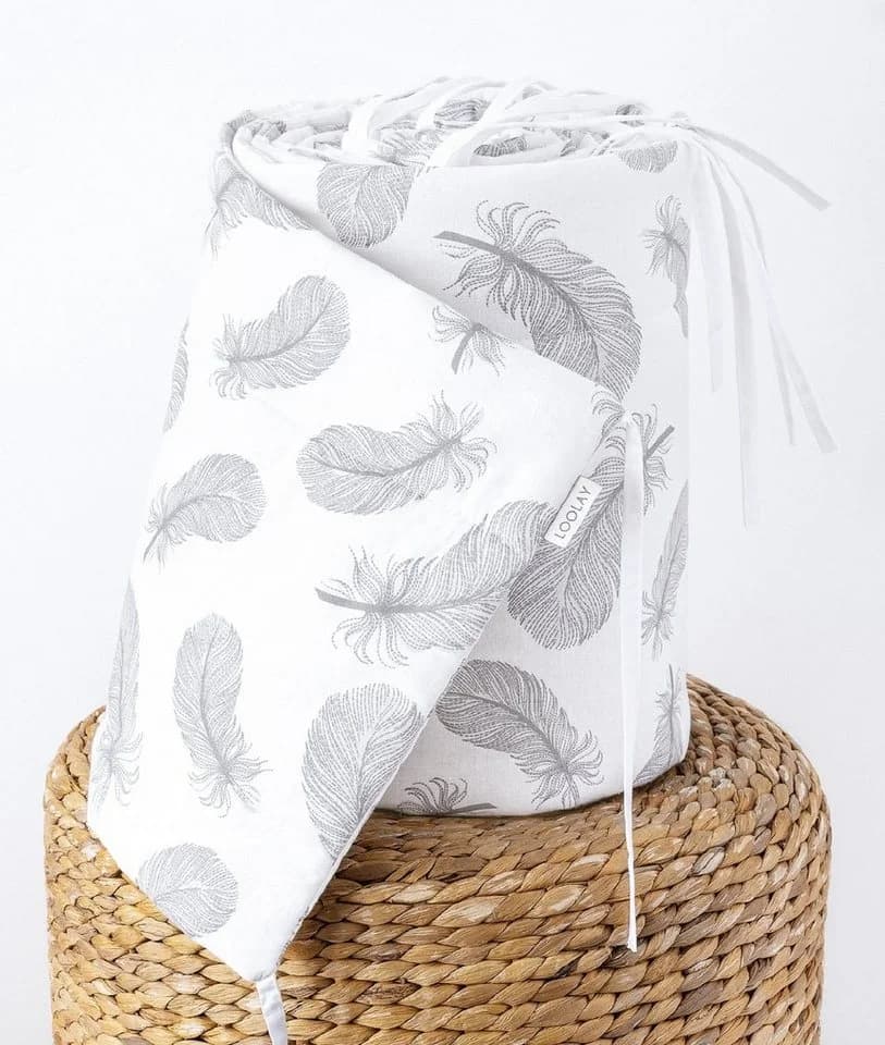 Loolay Bettnestchen Grau-Weiß Baumwolle Bettumrandung Babybett - Bild 2