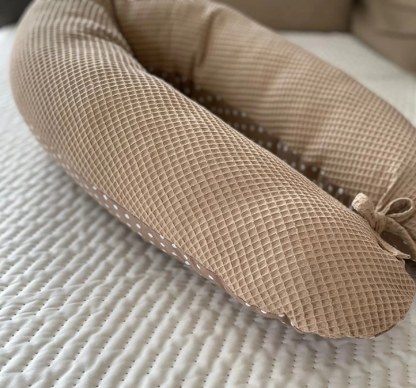 Loolay Stillkissen XXL 170cm Waffel & Glatt Baumwolle Beige Braun - Bild 2