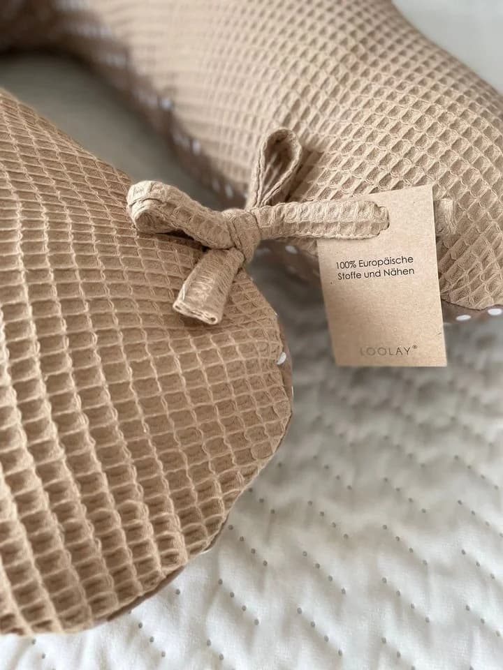 Loolay Stillkissen XXL 170cm Waffel & Glatt Baumwolle Beige Braun - Bild 5