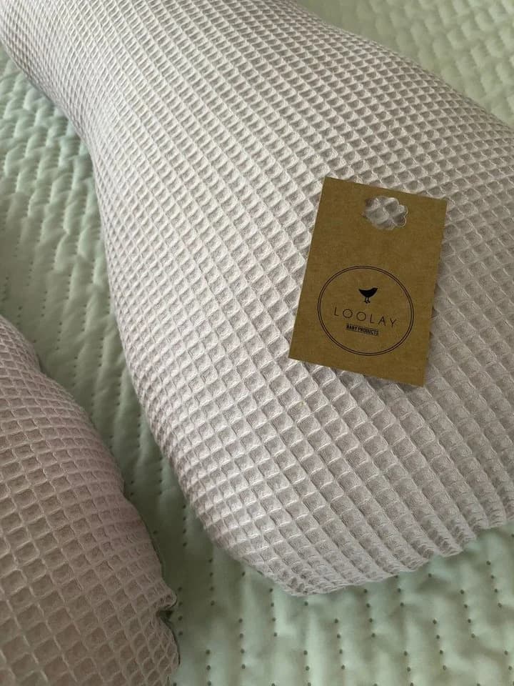 Loolay Stillkissen Schwangerschaftskissen Seitenschläferkissen 330cm Waffelpique Baumwolle Rosa/Grau - Bild 2