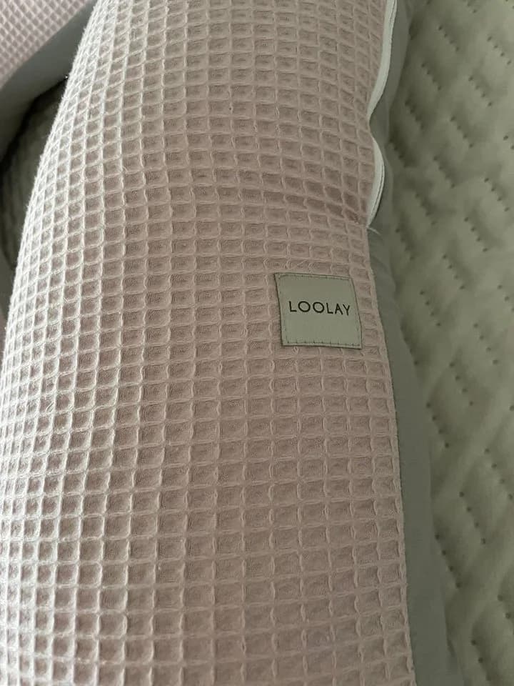 Loolay Stillkissen Schwangerschaftskissen Seitenschläferkissen 330cm Waffelpique Baumwolle Rosa/Grau - Bild 5