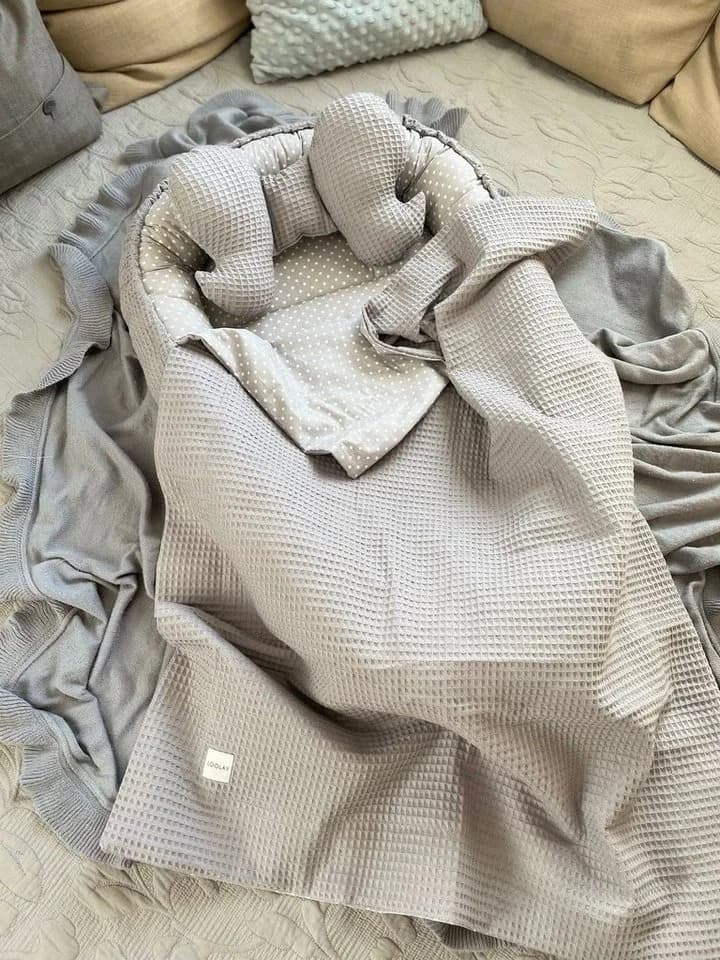 Loolay Bettnestchen WAFFELPIQUE Baumwolle Baby-Nestchen mit Matratze & Decke - Bild 5