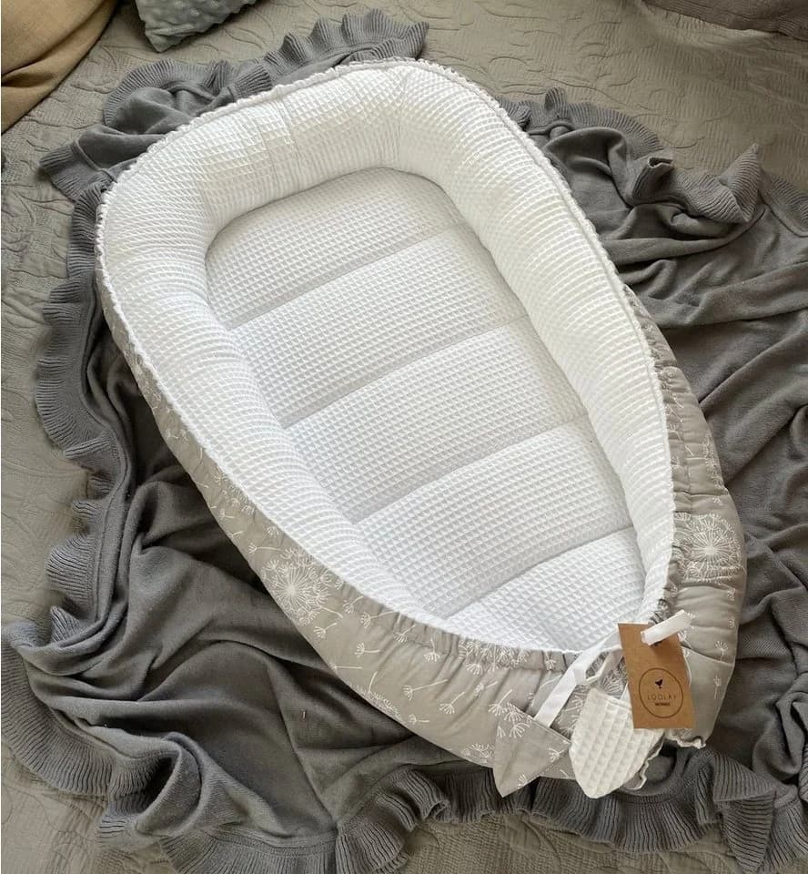 Loolay Bettnestchen WAFFELPIQUE Baumwolle Baby-Nestchen Grau/Weiß - Bild 3