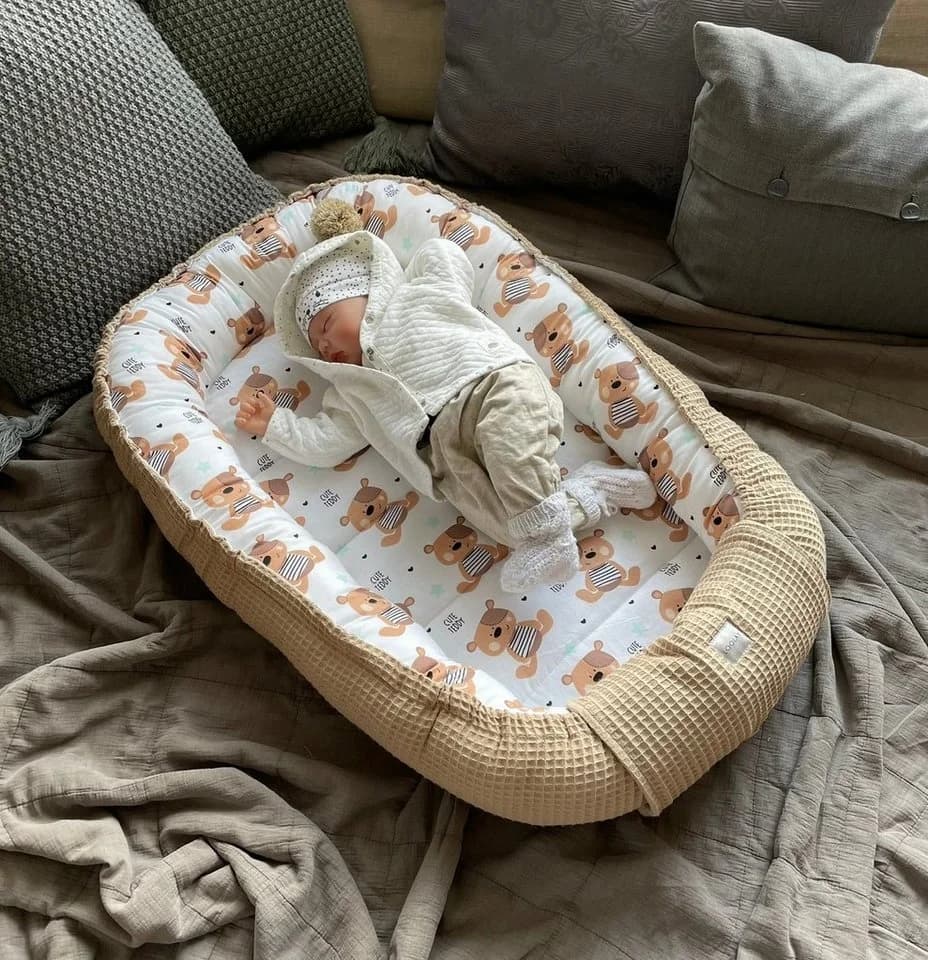 Loolay Bettnestchen Taupe Waffelpique Baumwolle Babykokon - Bild 3
