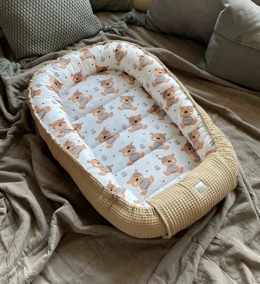Loolay Bettnestchen Taupe Waffelpique Baumwolle Babykokon - Bild 4
