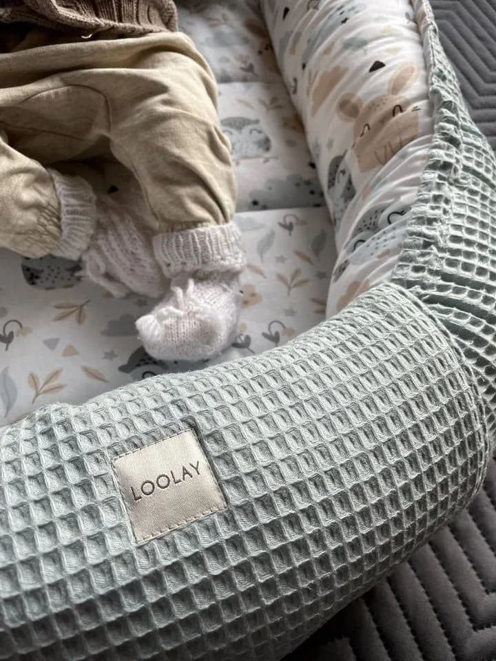 Loolay Bettnestchen Minze Waffelpique Beige Weiß 5-tlg. - Bild 2