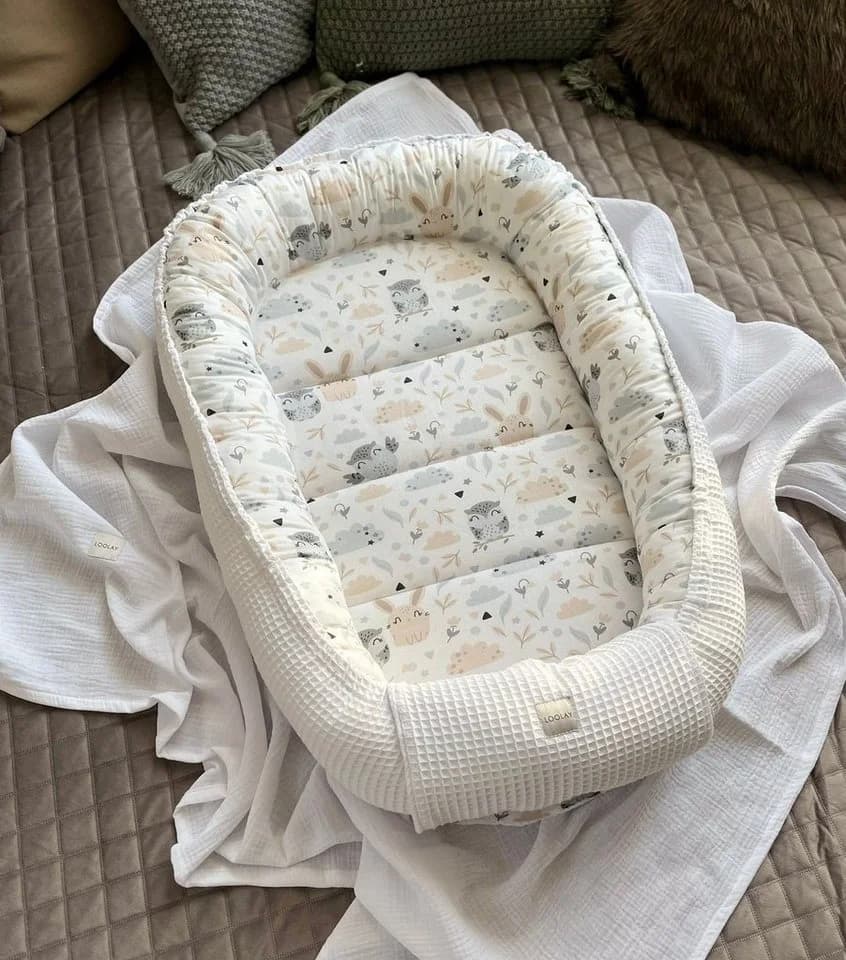 Loolay Bettnestchen Weiß Beige Waffelstoff Babyaustattung - Bild 3