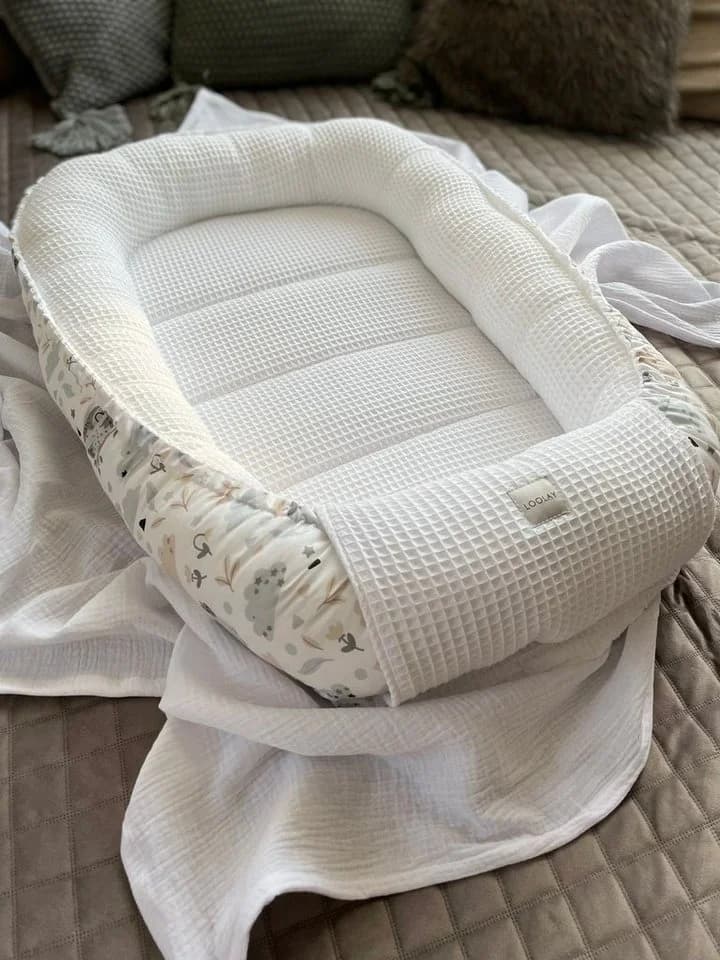 Loolay Bettnestchen Weiß Beige Waffelstoff Babyaustattung - Bild 5
