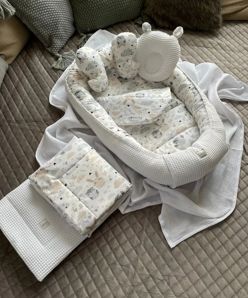 Loolay Bettnestchen Weiß/Beige Waffelstoff 8-tlg. Set - Bild 2