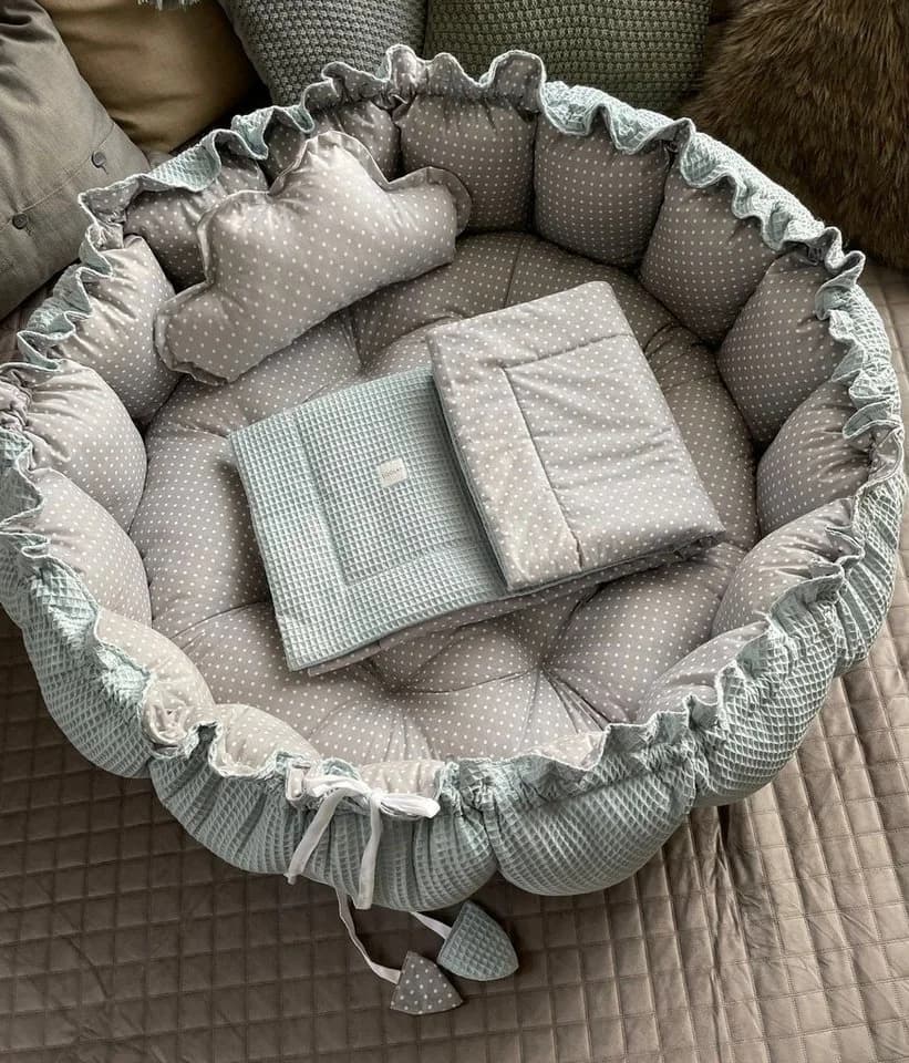 Loolay Bettnestchen Zweiseitig ENGELSNEST XXL Premium WAFFELPIQUE + Decke + Kissen