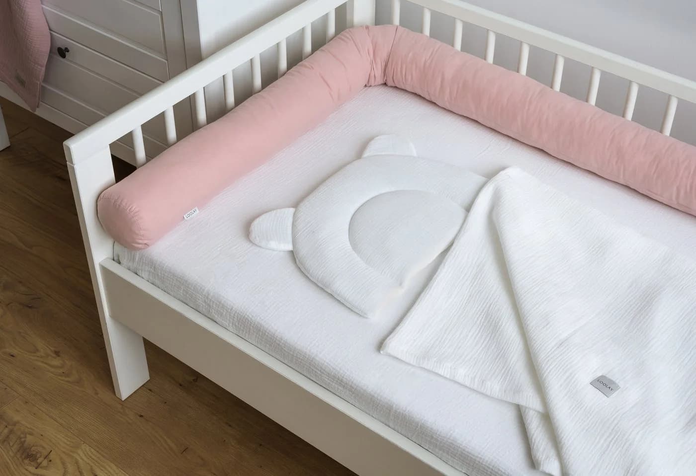 Loolay Nestchenschlange 200 cm Rosa 100% Baumwolle Multifunktion