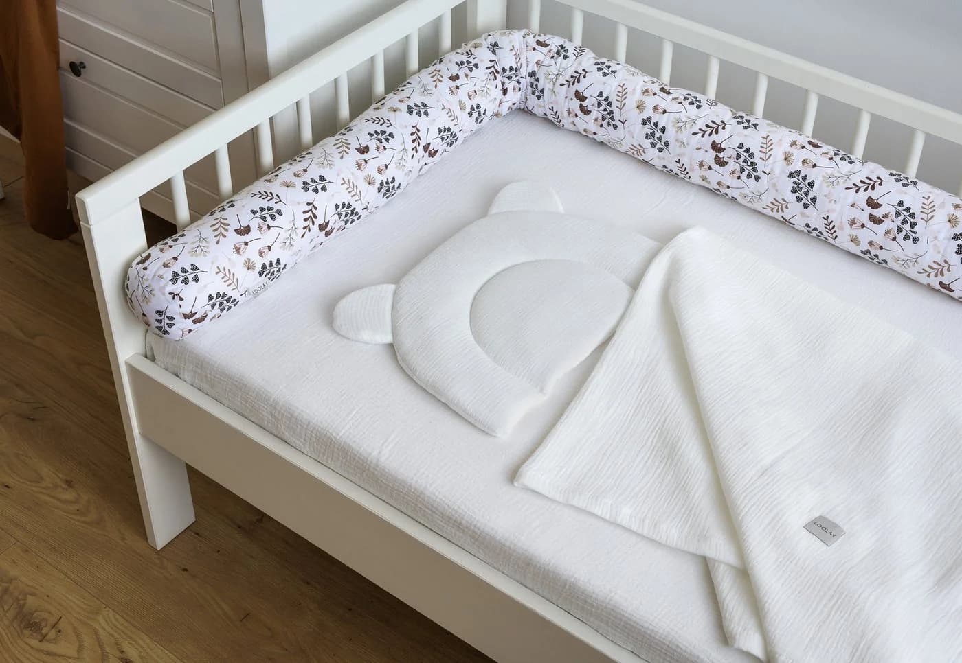 Loolay Nestchenschlange Braun Blumen BIO-Baumwolle Multifunktion