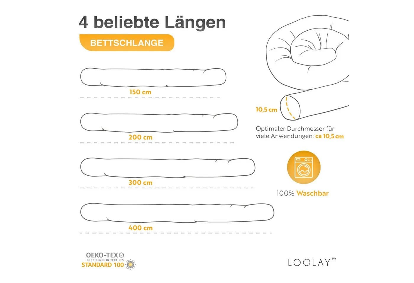 Loolay Nestchenschlange Braun Punkte Bio-Baumwolle 400cm - Bild 4
