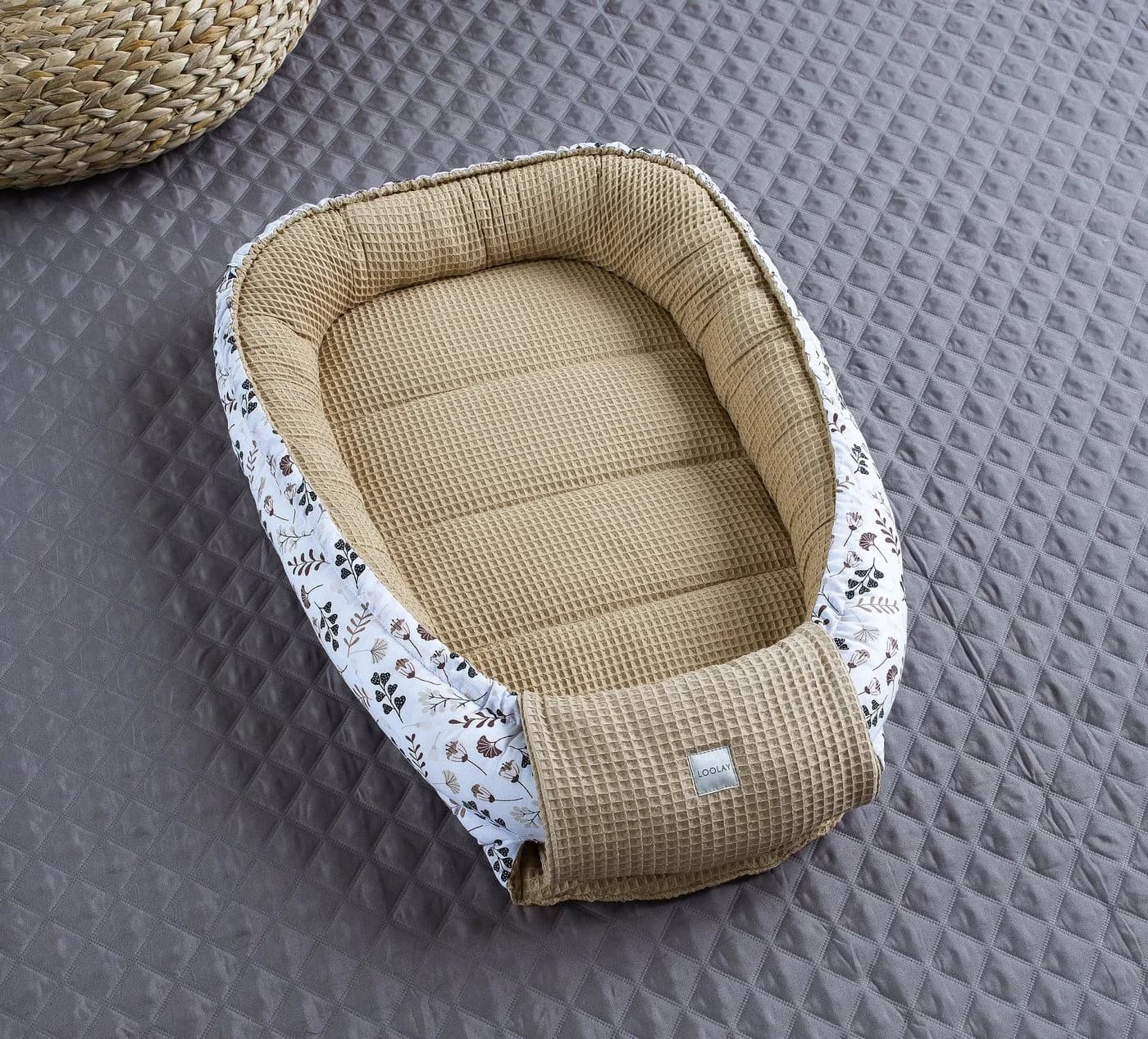 Loolay Bettnestchen Taupe WAFFELPIQUE/BLUMEN Braun - Bild 4