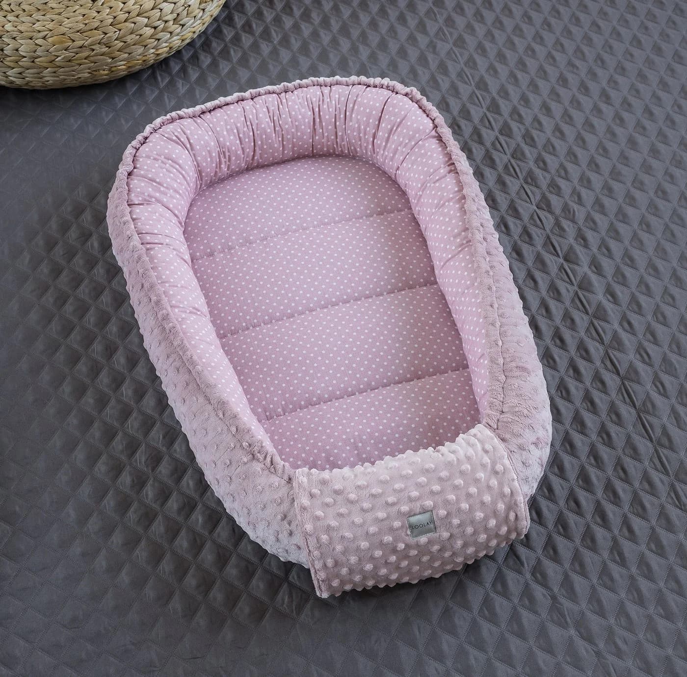 Loolay Bettnestchen Rosa Minky Fleece Bio-Baumwolle Babynest - Bild 3