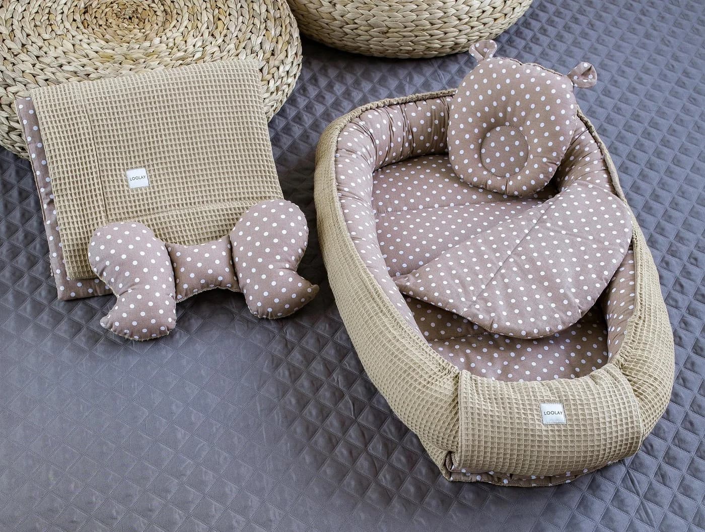 LOOLAY Bettnestchen 5-tlg. Set Taupe/Waffelpique - Bild 3
