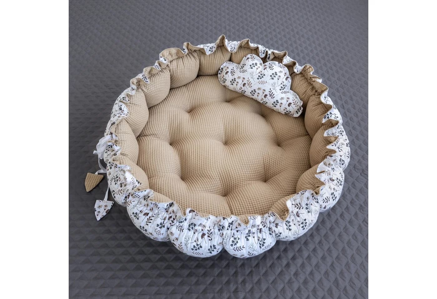 Loolay Baby-Reisebett ENGELSNEST XXL Premium Waffelpiqué Beige/Braun - Bild 2