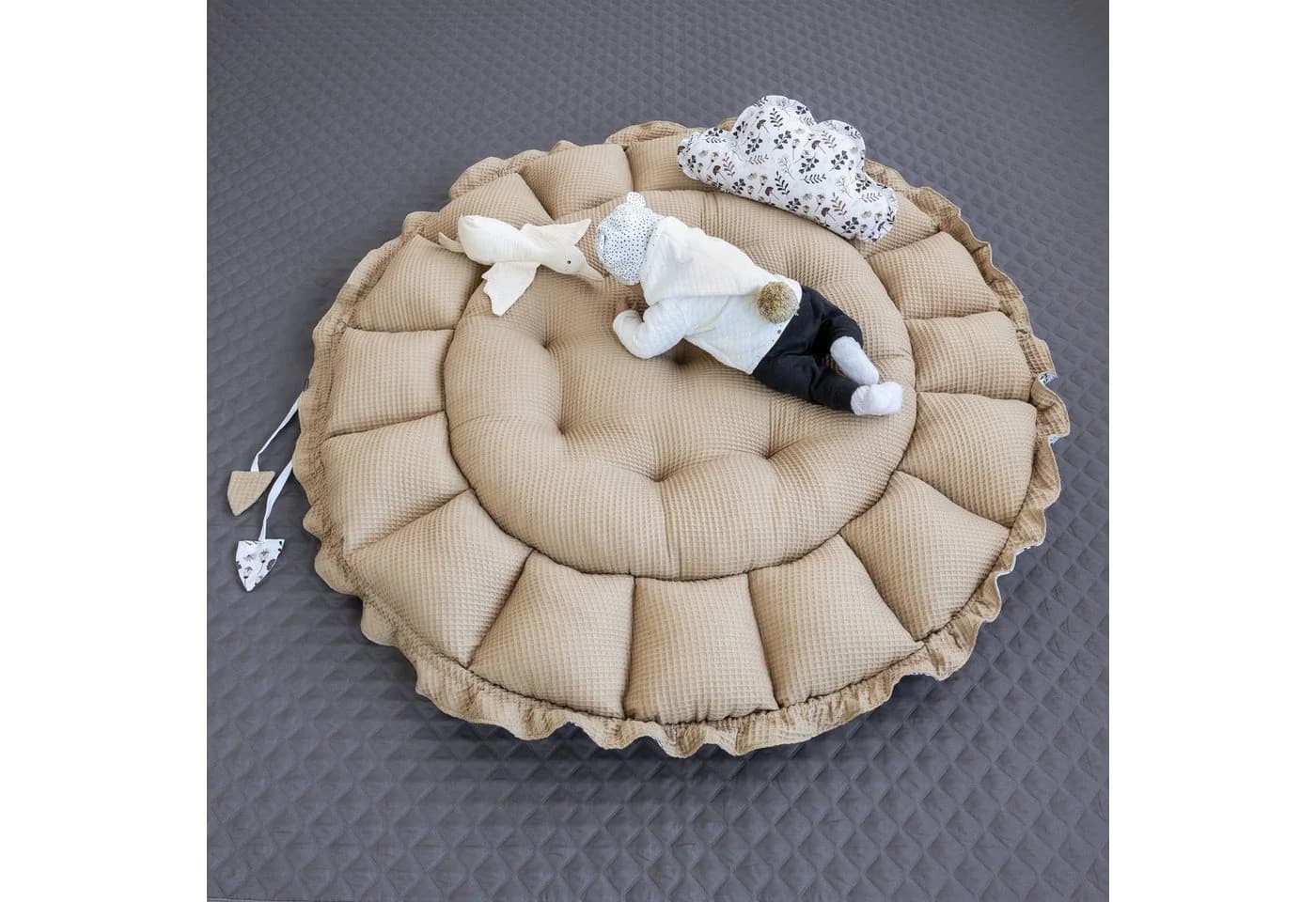 Loolay Baby-Reisebett ENGELSNEST XXL Premium Waffelpiqué Beige/Braun - Bild 4