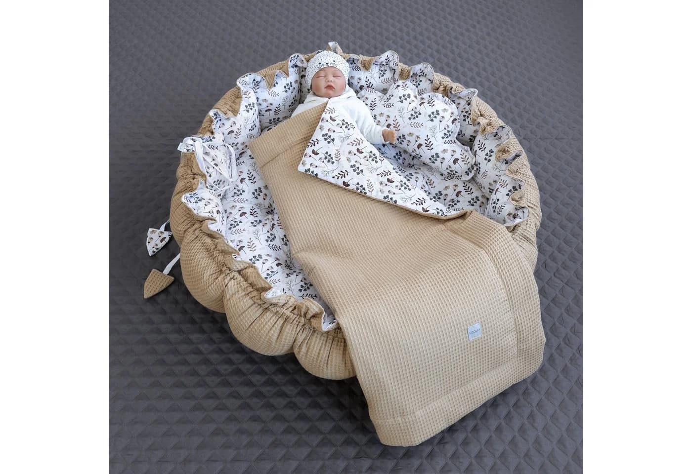 Loolay Baby-Reisebett ENGELSNEST XXL Premium 3-tlg. Beige/Braun - Bild 2