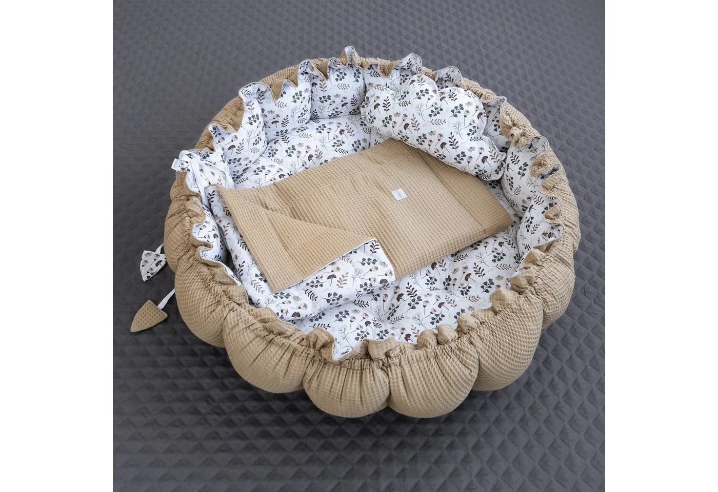 Loolay Baby-Reisebett ENGELSNEST XXL Premium 3-tlg. Beige/Braun - Bild 3