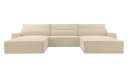 MOEBLO Wohnlandschaft DENVER U Eckcouch Cordstoff Beige mit Schlaffunktion Bild 1