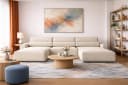 MOEBLO Wohnlandschaft DENVER U Eckcouch Cordstoff Beige mit Schlaffunktion Bild 2