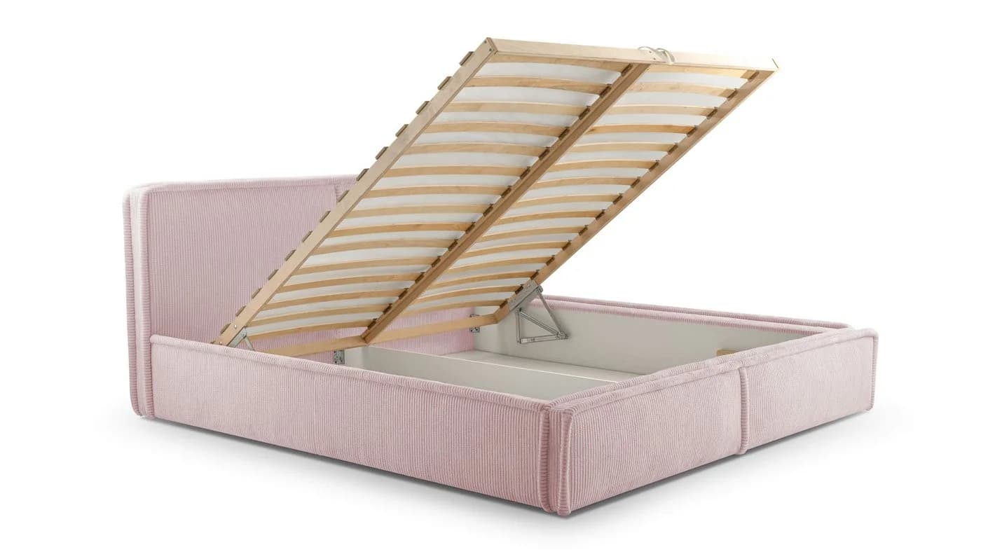MOEBLO Polsterbett BETT 04 Rosa Cord mit Bettkasten - Bild 4