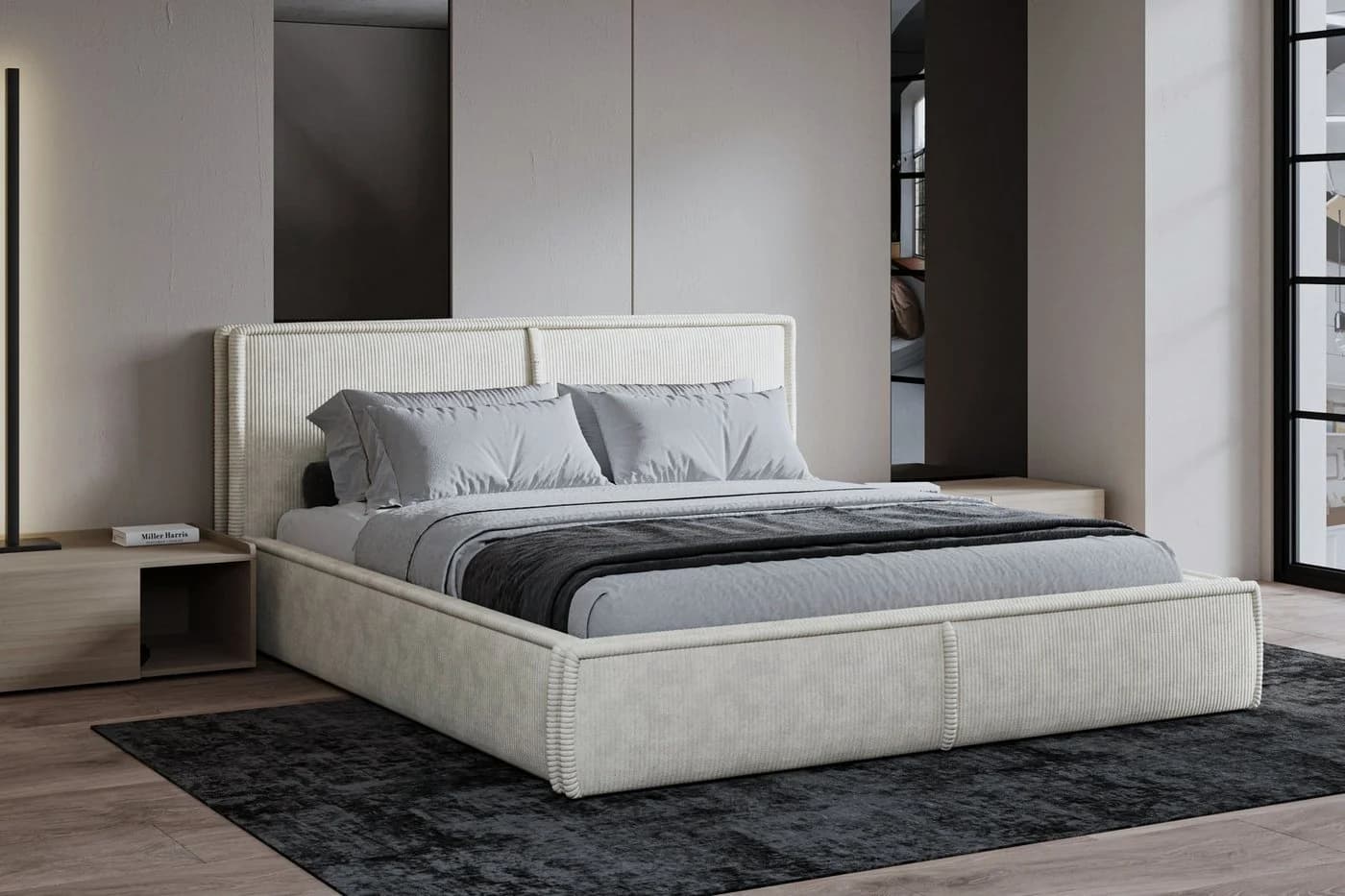 MOEBLO Polsterbett BETT 04 mit Bettkasten Cord Creme - Bild 2