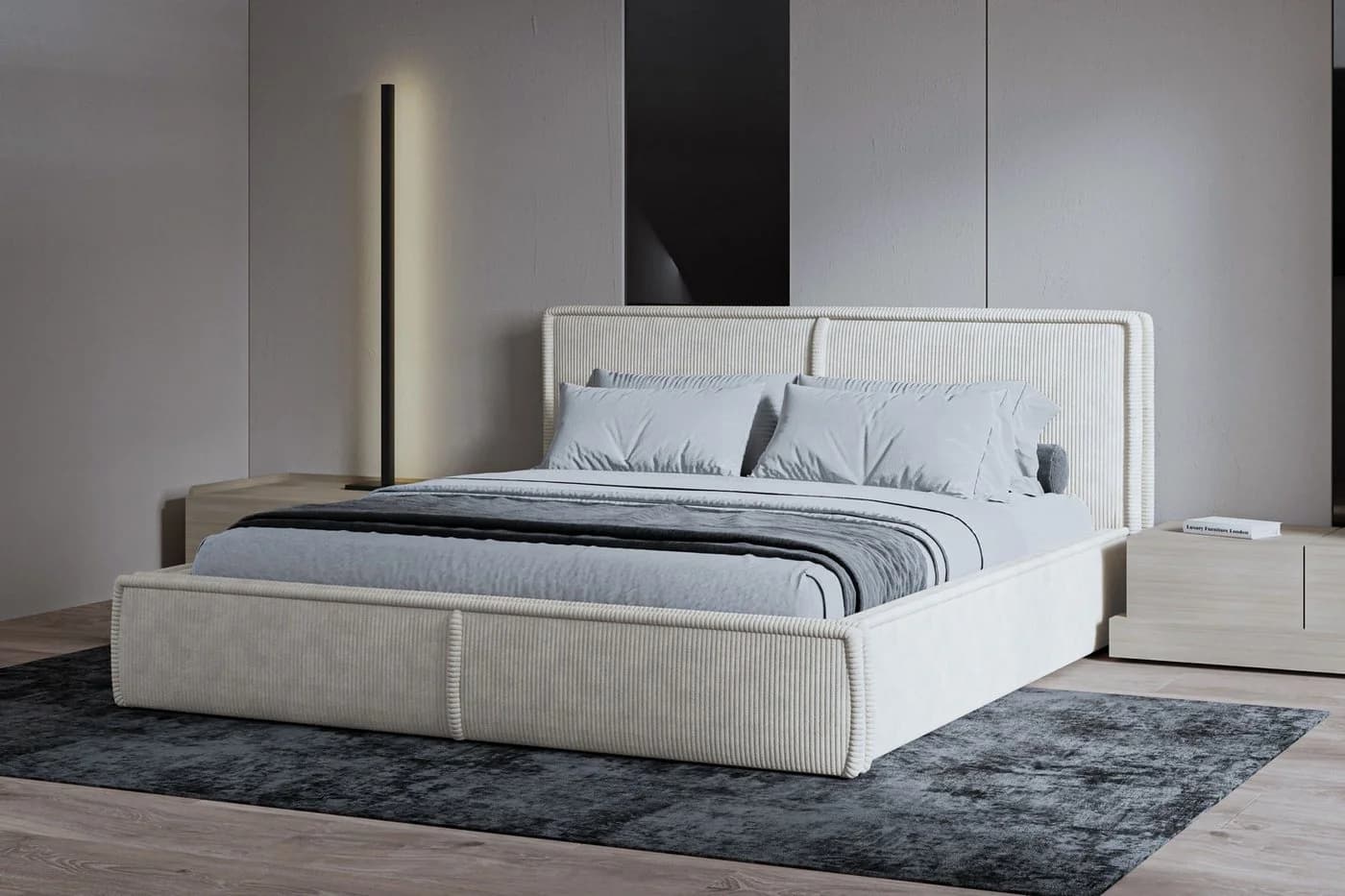 MOEBLO Polsterbett BETT 04 mit Bettkasten Cord Creme - Bild 3