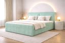 MOEBLO Boxbett Bett 04 Mint Cord Polsterbett mit Bettkasten und Topper Bild 3