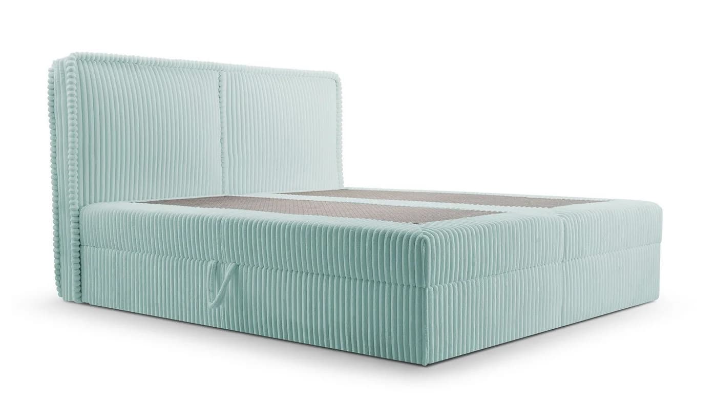 MOEBLO Boxbett Bett 04 Mint Cord Polsterbett mit Bettkasten und Topper - Bild 4
