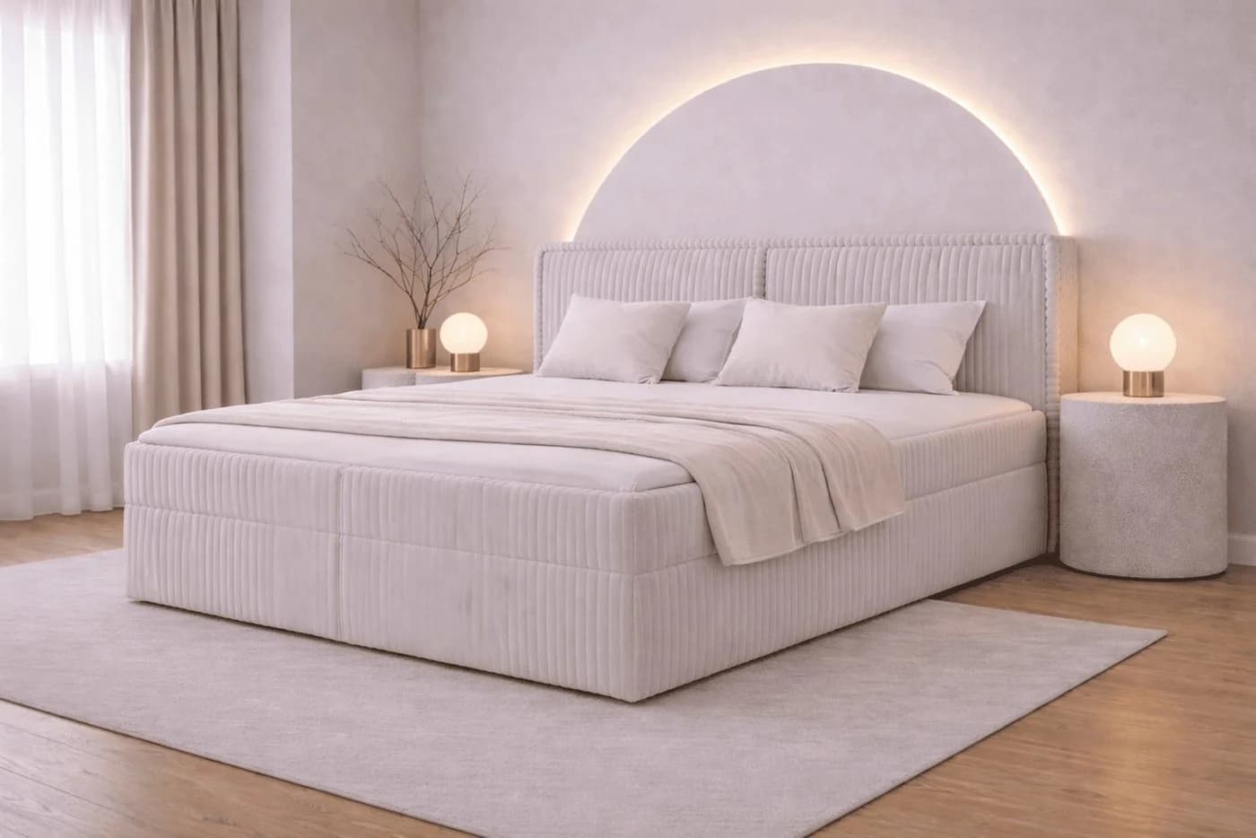 MOEBLO Boxspringbett 04 mit Bettkasten und Topper Hellgrau - Bild 3
