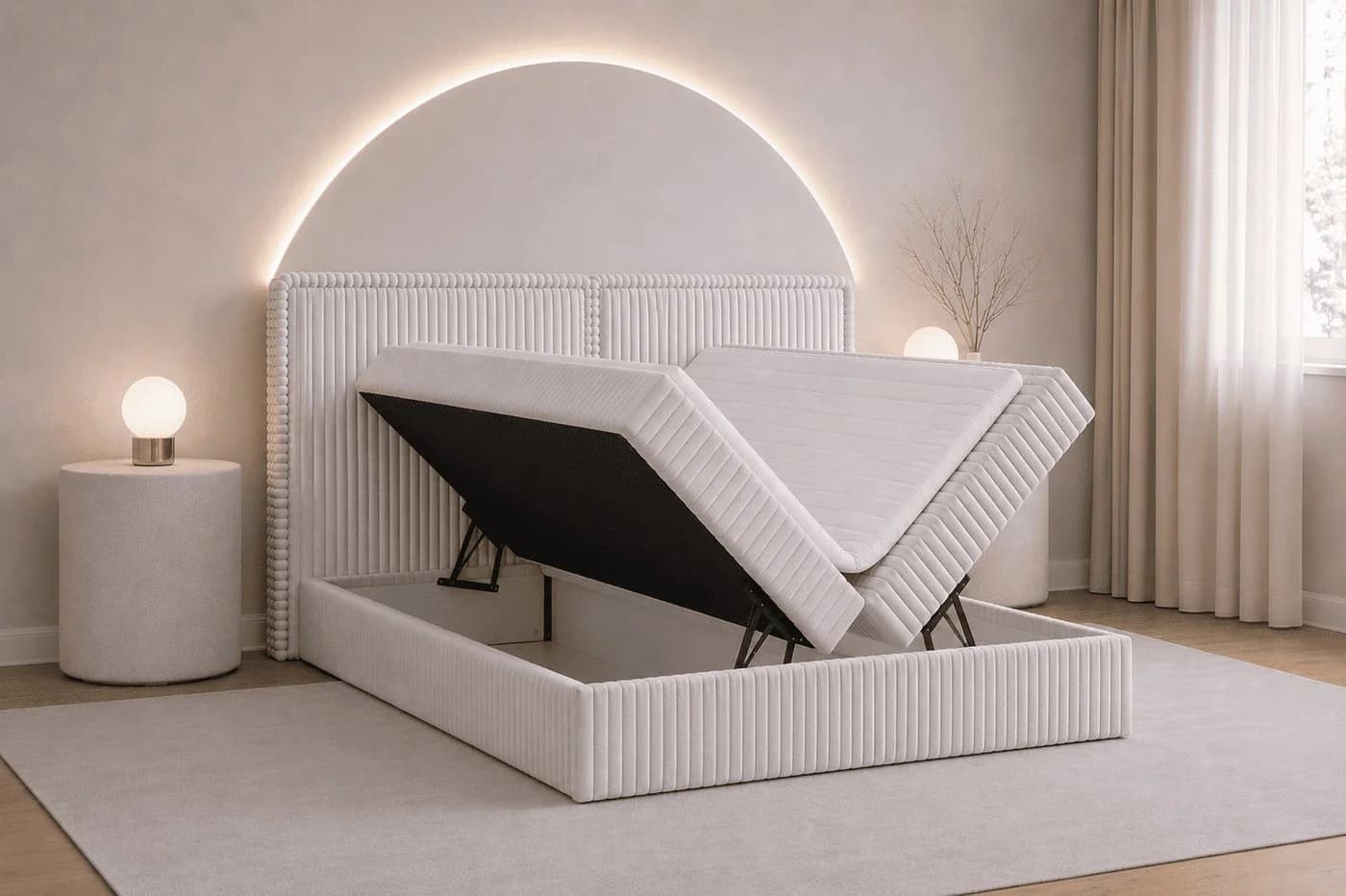 MOEBLO Boxspringbett 04 mit Bettkasten und Topper Hellgrau - Bild 5