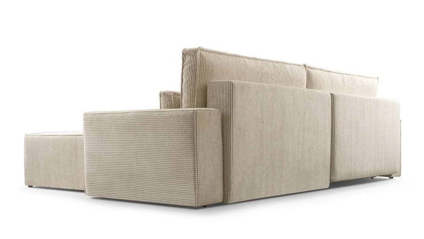 MOEBLO Ecksofa Denver L Cord Dunkelgrün mit Schlaffunktion - Bild 4