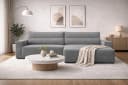 MOEBLO Ecksofa Denver L Cord Grau mit Schlaffunktion Bild 2