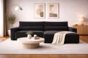 MOEBLO Ecksofa Denver L Cord Schwarz mit Schlaffunktion und Bettkasten Bild 2