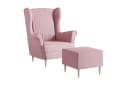 MOEBLO Ohrensessel COMFY Rosa Manila Velours mit optionalem Hocker Bild 1
