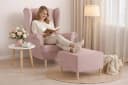 MOEBLO Ohrensessel COMFY Rosa Manila Velours mit optionalem Hocker Bild 5