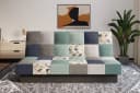 MOEBLO Schlafsofa CYPRUS Patchwork Blau/Grau mit Schlaffunktion Bild 1