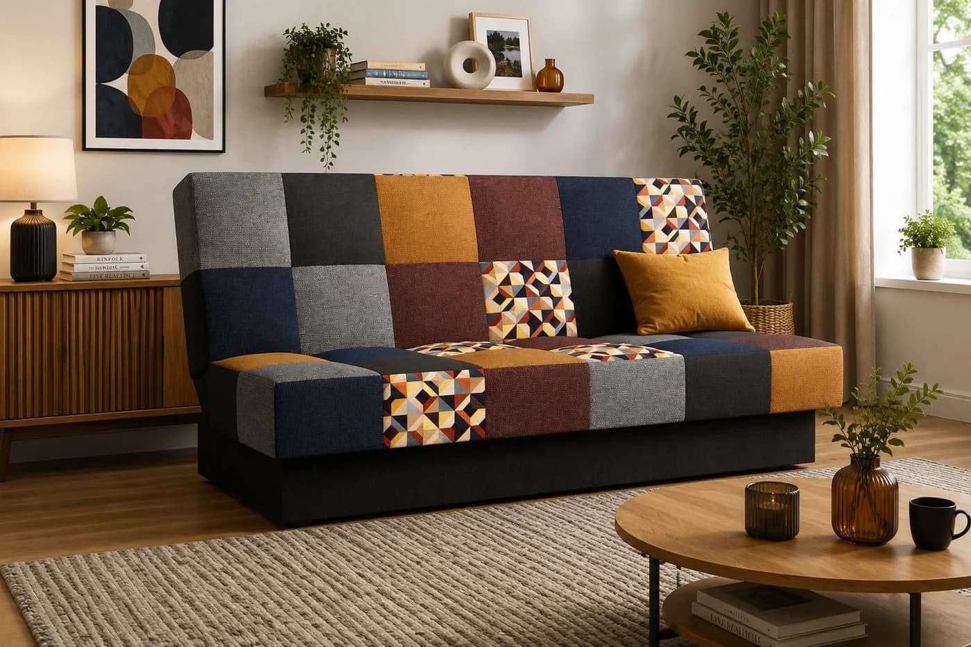 MOEBLO Schlafsofa CYPRUS Patchwork mit Schlaffunktion und Bettkasten - Bild 2