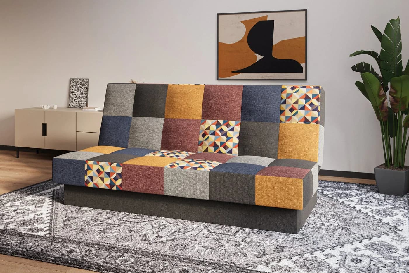 MOEBLO Schlafsofa CYPRUS Patchwork mit Schlaffunktion und Bettkasten - Bild 3