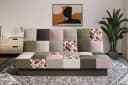 MOEBLO Schlafsofa CYPRUS Patchwork Rosa/Oliv mit Schlaffunktion Bild 1